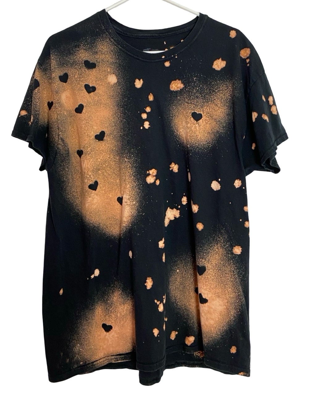 Custom Stencil Bleached Tee Tshirt Mens Unisex Size XL Reverse Tie Dye